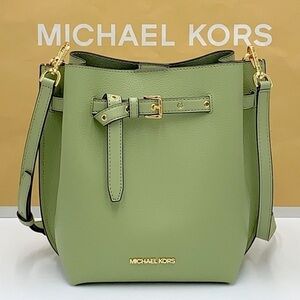 MICHAEL KORS EMILIA SMALL BUCKET BAG MESSENGER LIGHT SAGE COLOR